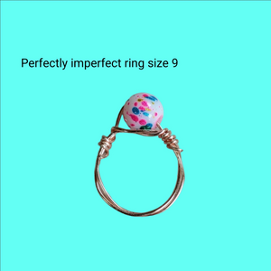 Elegant Rose Gold Wire Wrapped Ring with Multicolor Bead